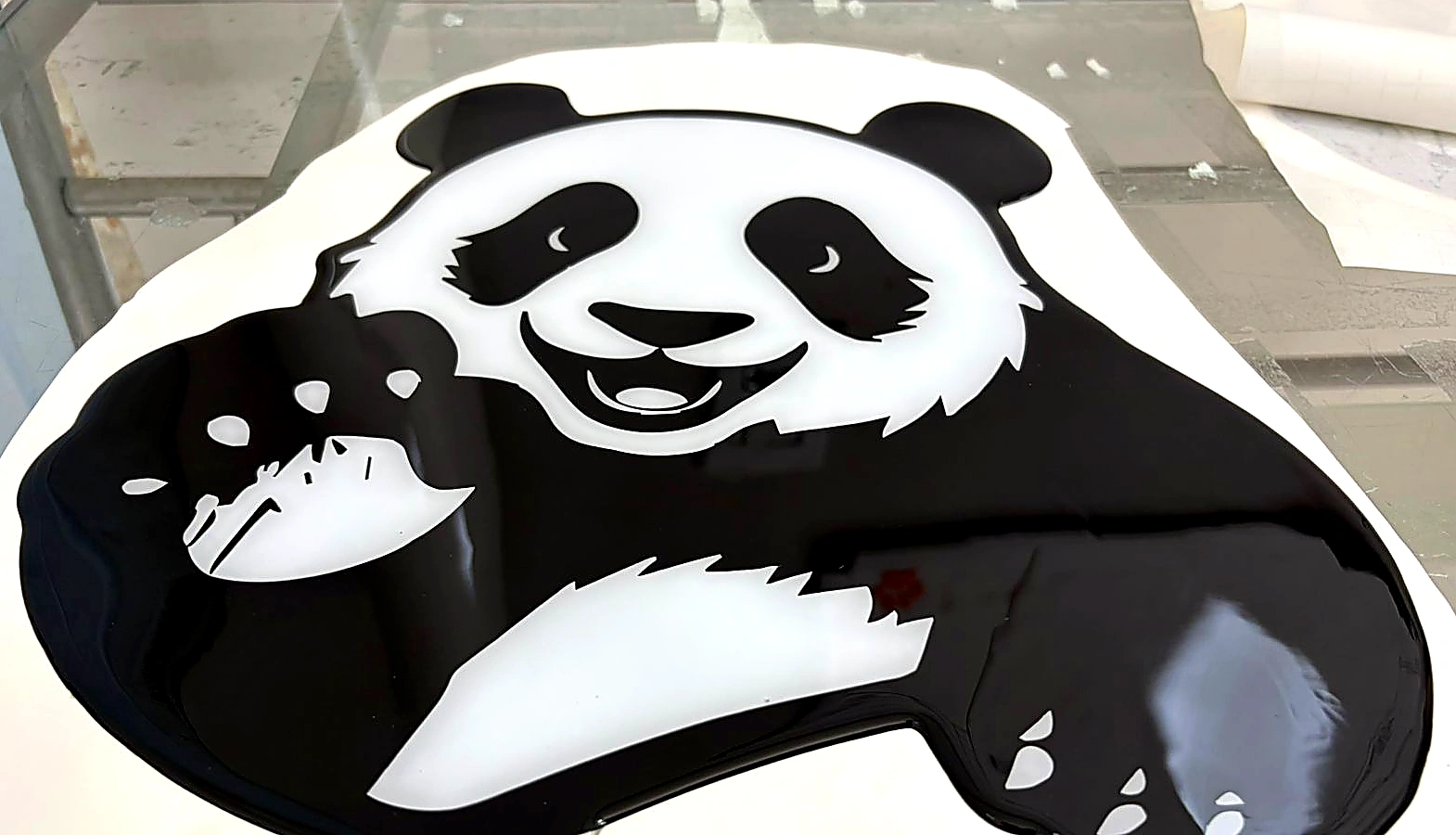 Emblema resinado 3D náutico Panda com lente de resina PU alto brilho